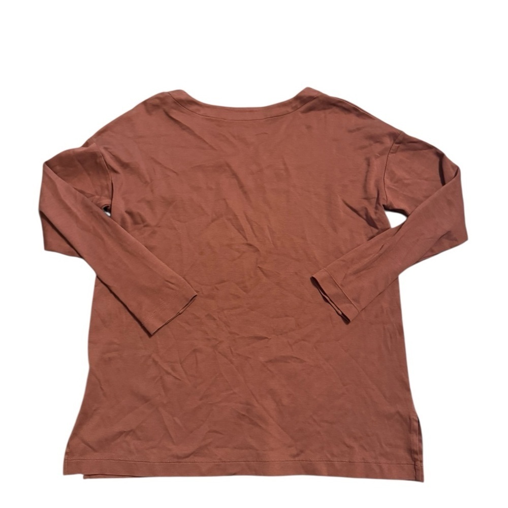 J. Jill Chestnut Brown V-Neck Long Sleeve Top, Thick Cotton, Size XS (oversized) - Picture 4 of 4